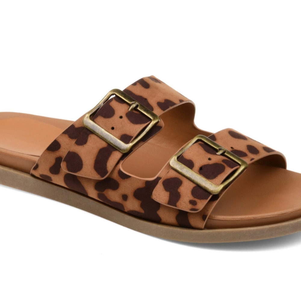 Leopard Print Slide Sandals